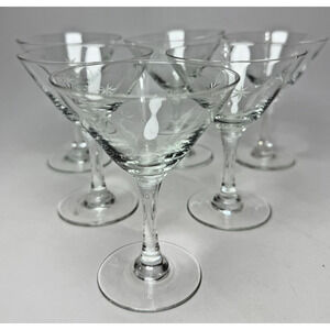 6 Vintage MCM Atomic Liquor Cocktail V Shaped Star Dust by C G Quartzex Crystal